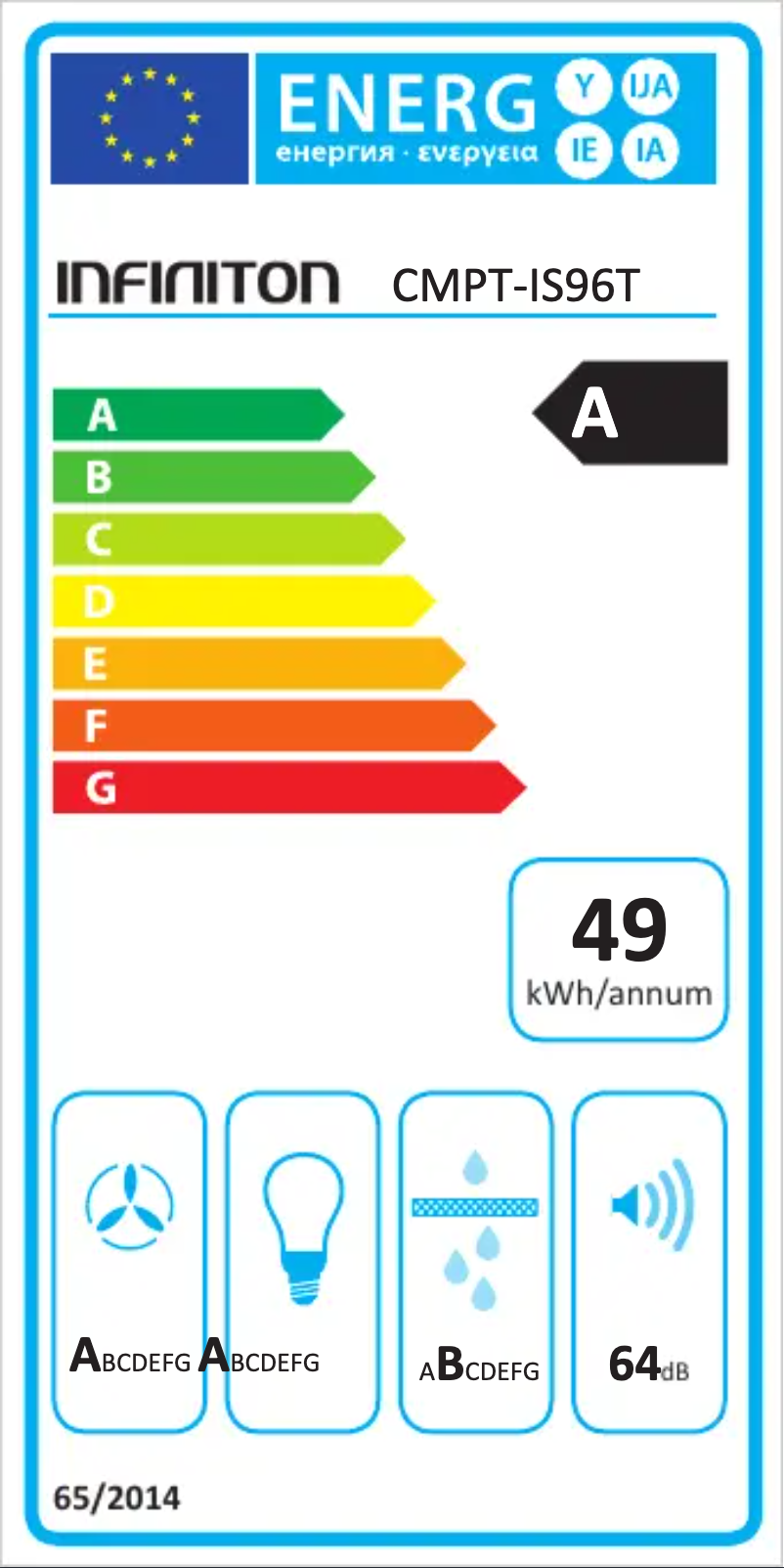 Page 1 de la notice Label énergétique Infiniton CMPT-IS96T