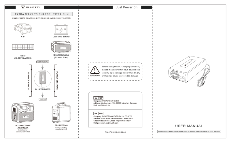 Page 1 de la notice Manuel utilisateur Bluetti D050S Charging Enhance