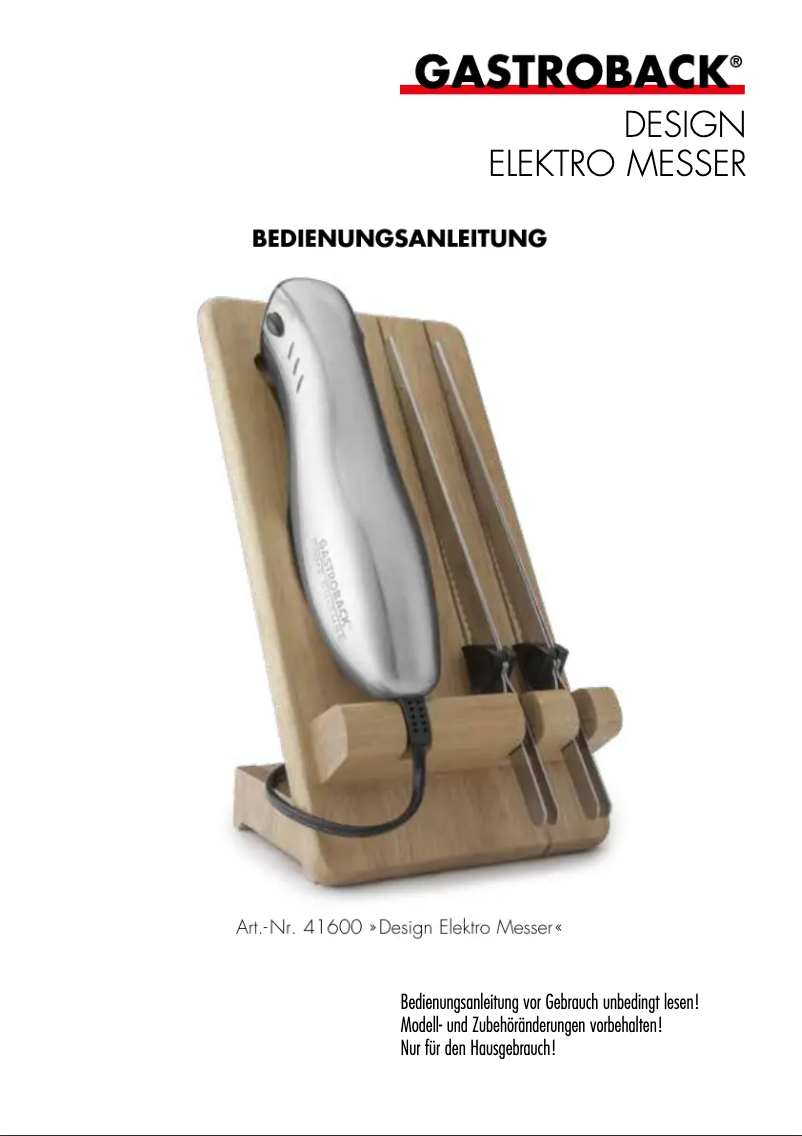 Image de la première page du manuel de l'appareil Design 41600