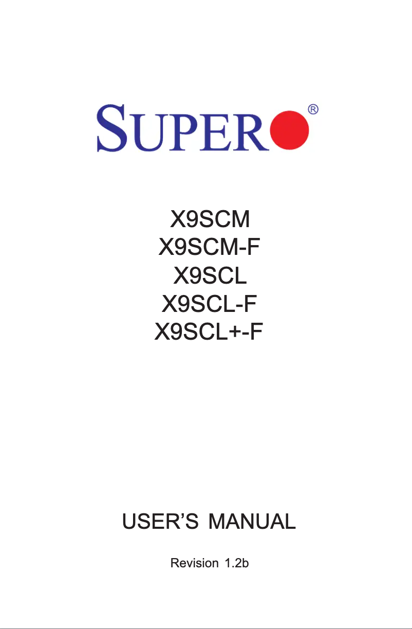Page n°1 - Manuel utilisateur Supermicro X9SCL+-F
