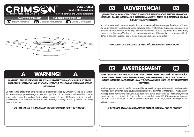 Page 1 de la notice Manuel utilisateur Crimson CA4