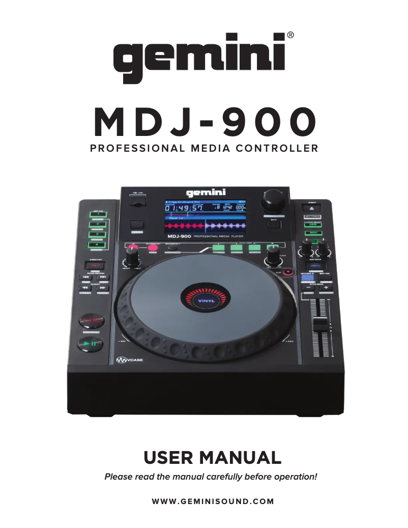 Page n°1 - Manuel utilisateur Gemini MDJ-900