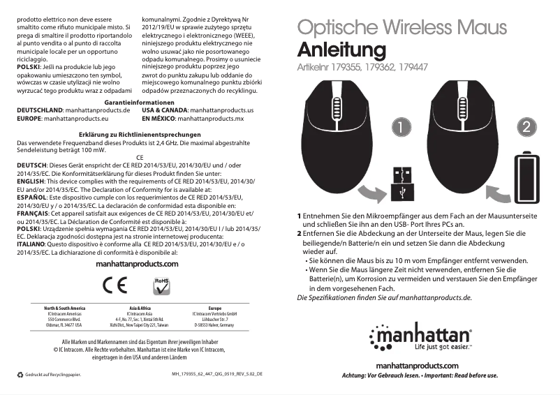 Page 1 de la notice Manuel utilisateur Manhattan 179355