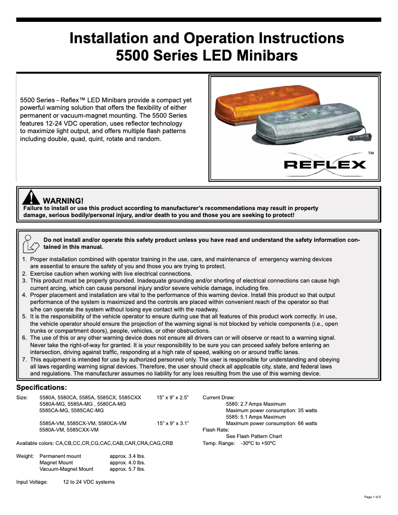 Page 1 de la notice Manuel utilisateur Epcom X5580AA