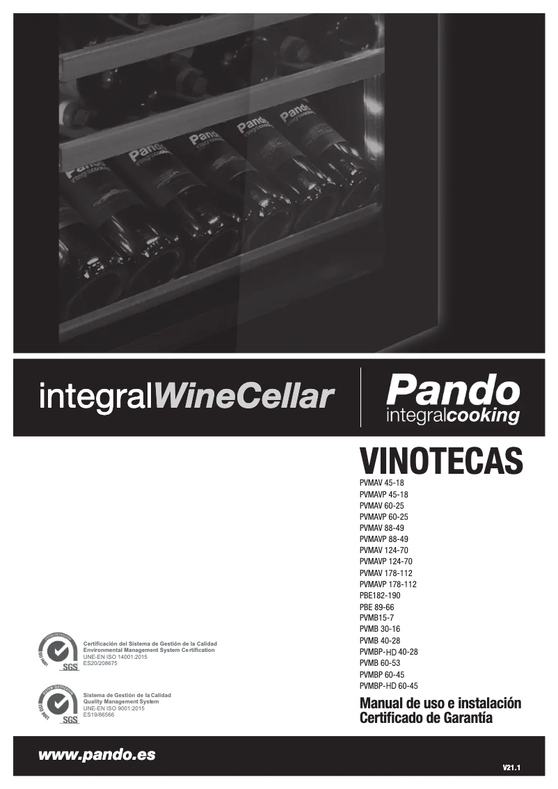 Page 1 de la notice Manuel utilisateur Pando PVZB 15-9 XR