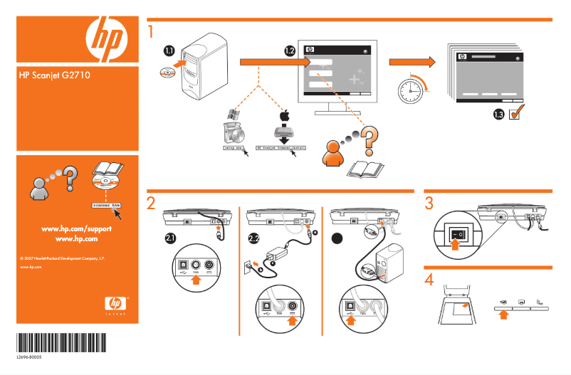 Page n°1 - Guide d'installation HP Scanjet G2710