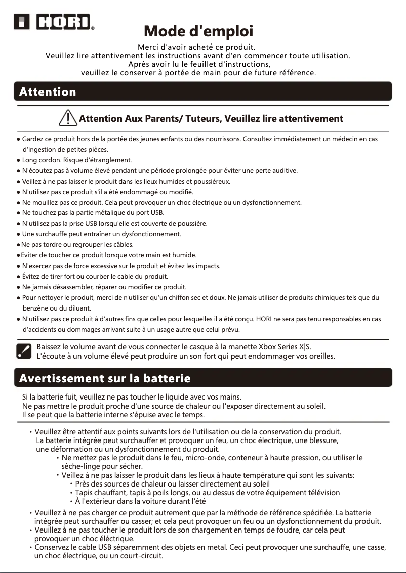 Página 1 del manual Manual de usuario Hori MBS-007U