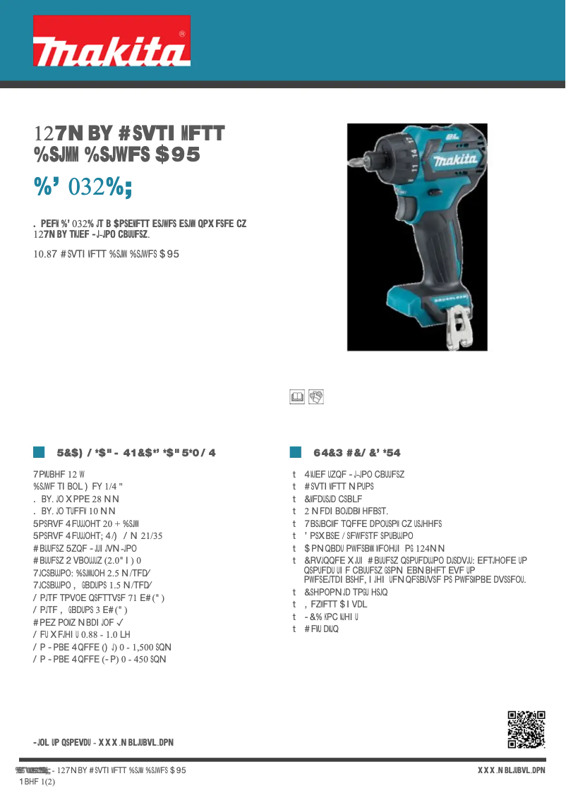 Page 1 de la notice Fiche technique Makita DF032DZ