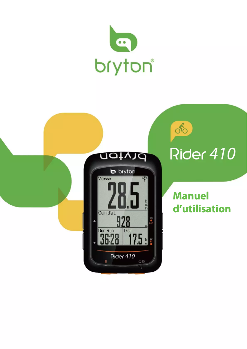 Image de la première page du manuel de l'appareil Rider 410