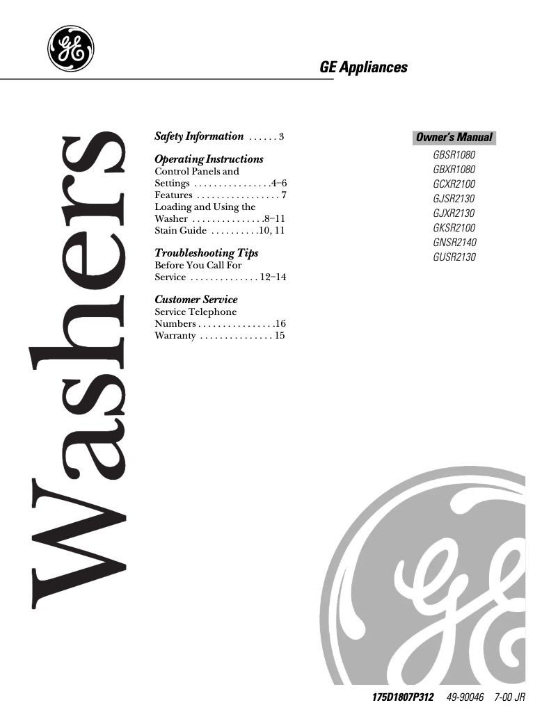 Page 1 de la notice Manuel utilisateur GE GCXR2100
