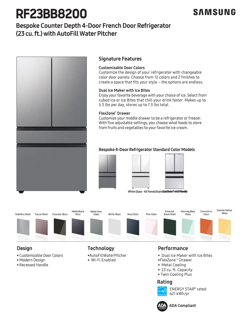 Page 1 de la notice Fiche technique Samsung RF23BB8200QL
