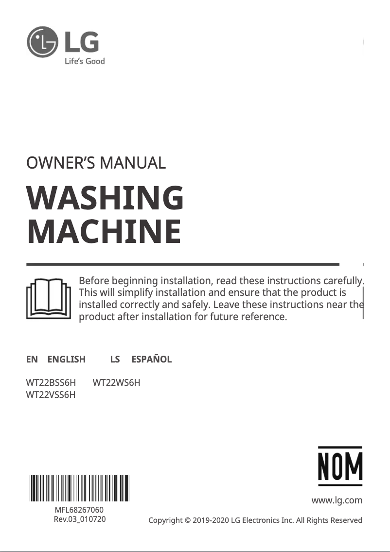 Image de la première page du manuel de l'appareil WT22BSS6H