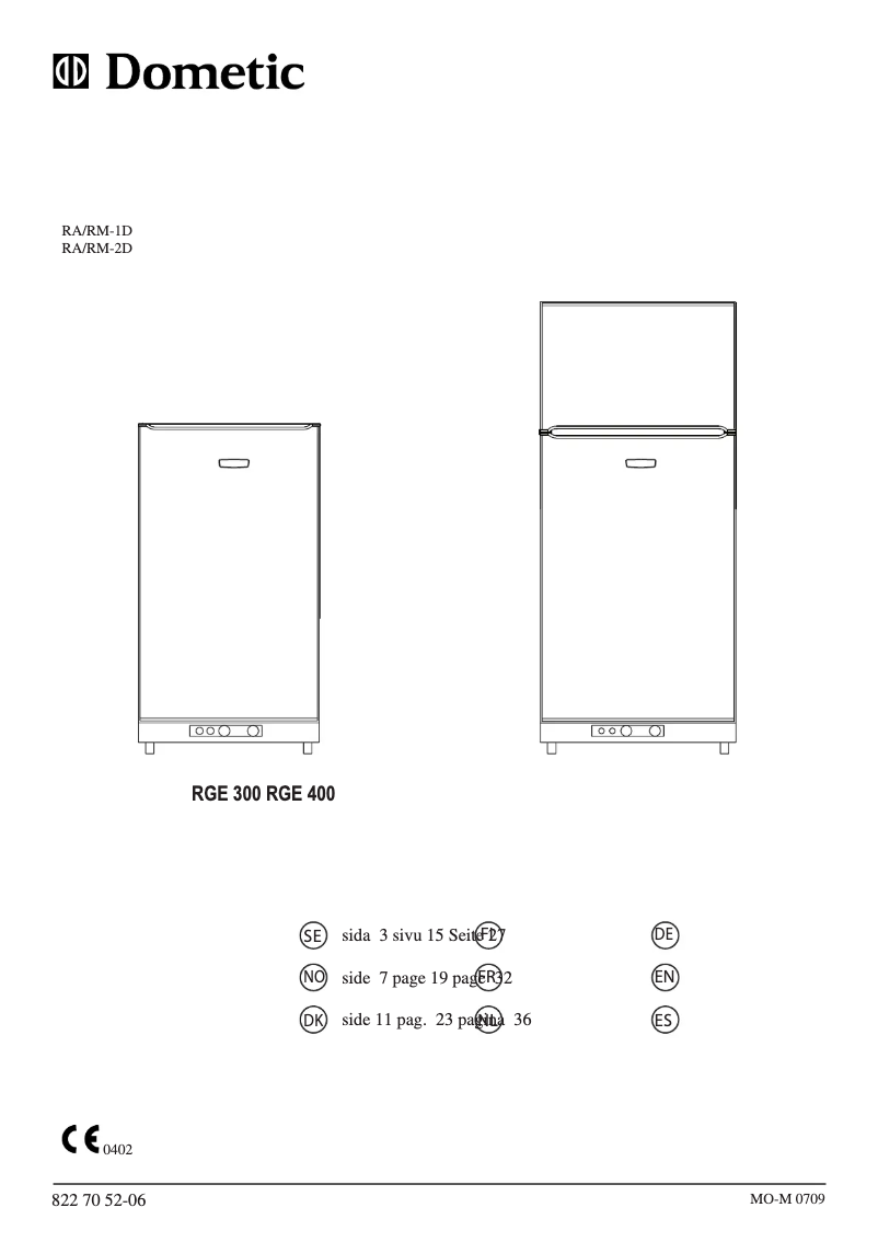 Página 1 del manual Manual de instrucciones Dometic RGE 400