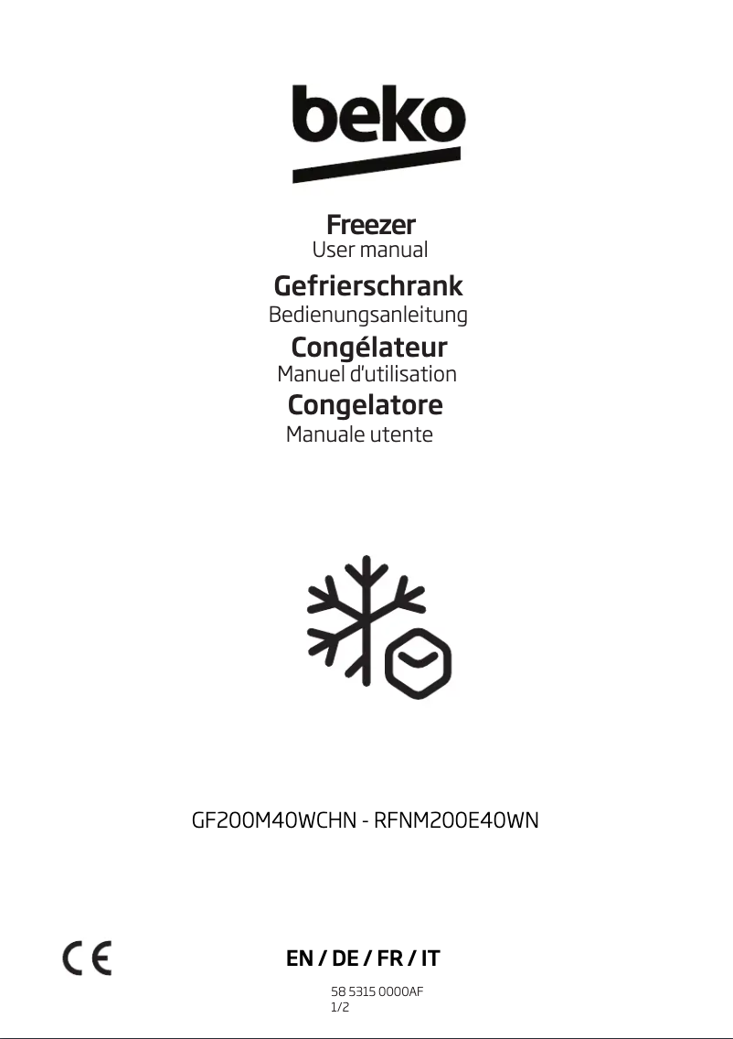 Page 1 de la notice Manuel utilisateur Beko RFNM200E40WN