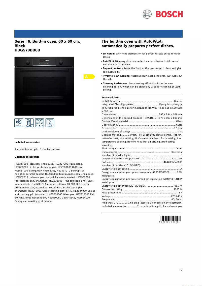 Image de la première page du manuel de l'appareil HBG579BB6B