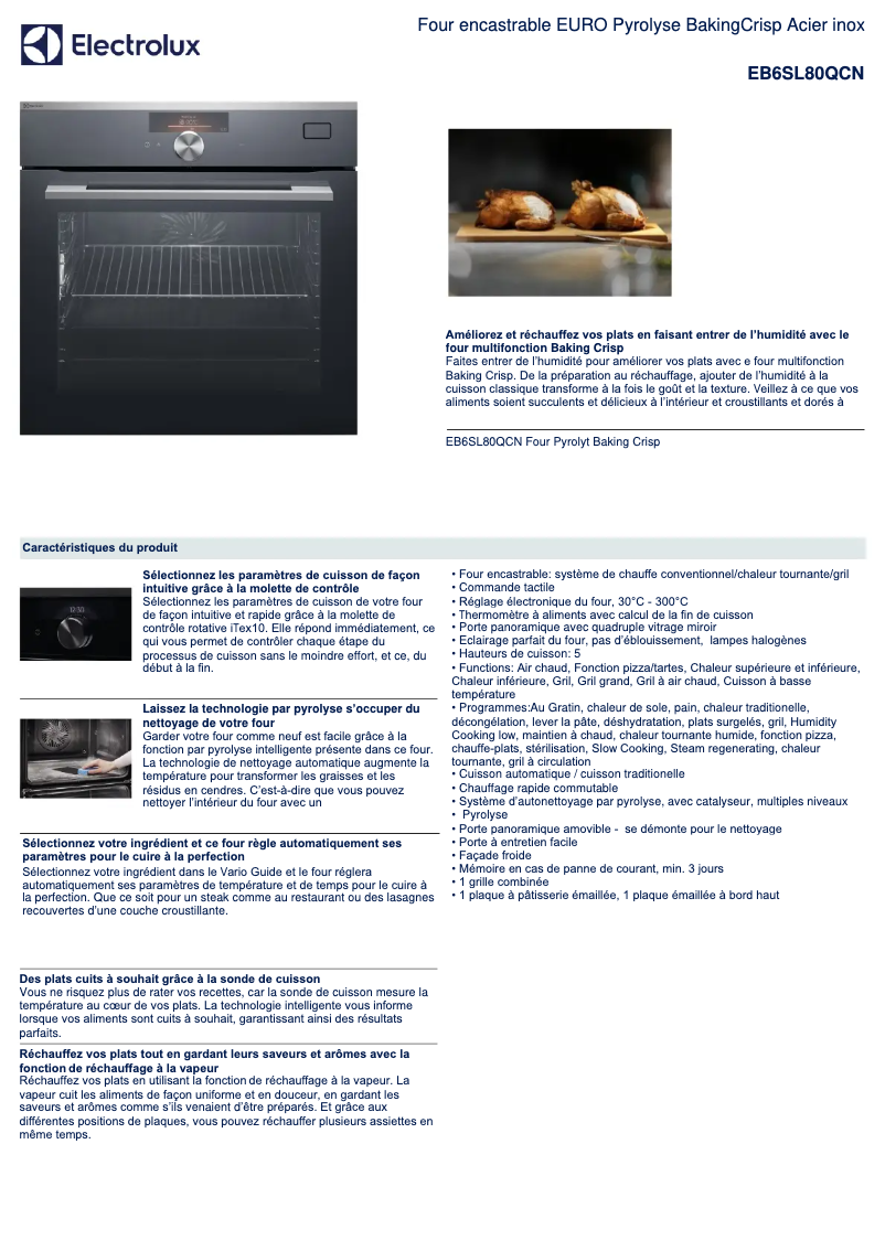 Página 1 del manual Ficha técnica Electrolux EB6SL80QCN