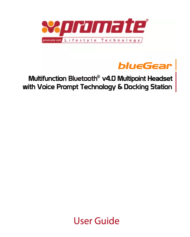 Page n°1 - Manuel utilisateur Promate blueGear
