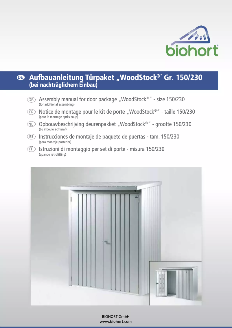 Página 1 del manual Manual de usuario Biohort Woodstock