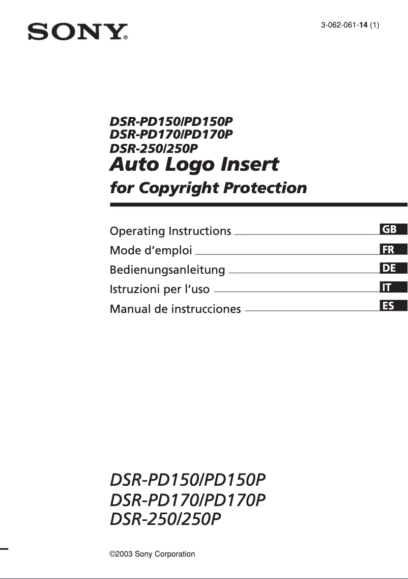 Página 1 del manual Manual de usuario Sony DSR-PD170P