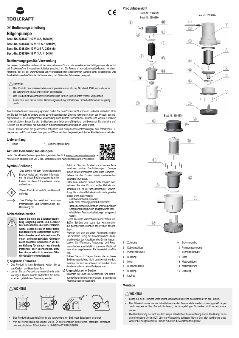 Page 1 de la notice Manuel utilisateur Toolcraft TO-7159131