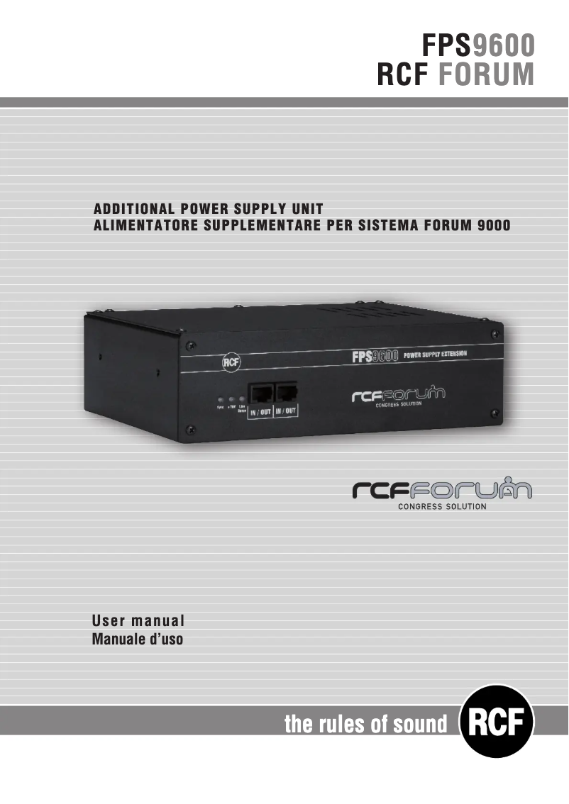 Page n°1 - Manuel utilisateur RCF FPS 9600
