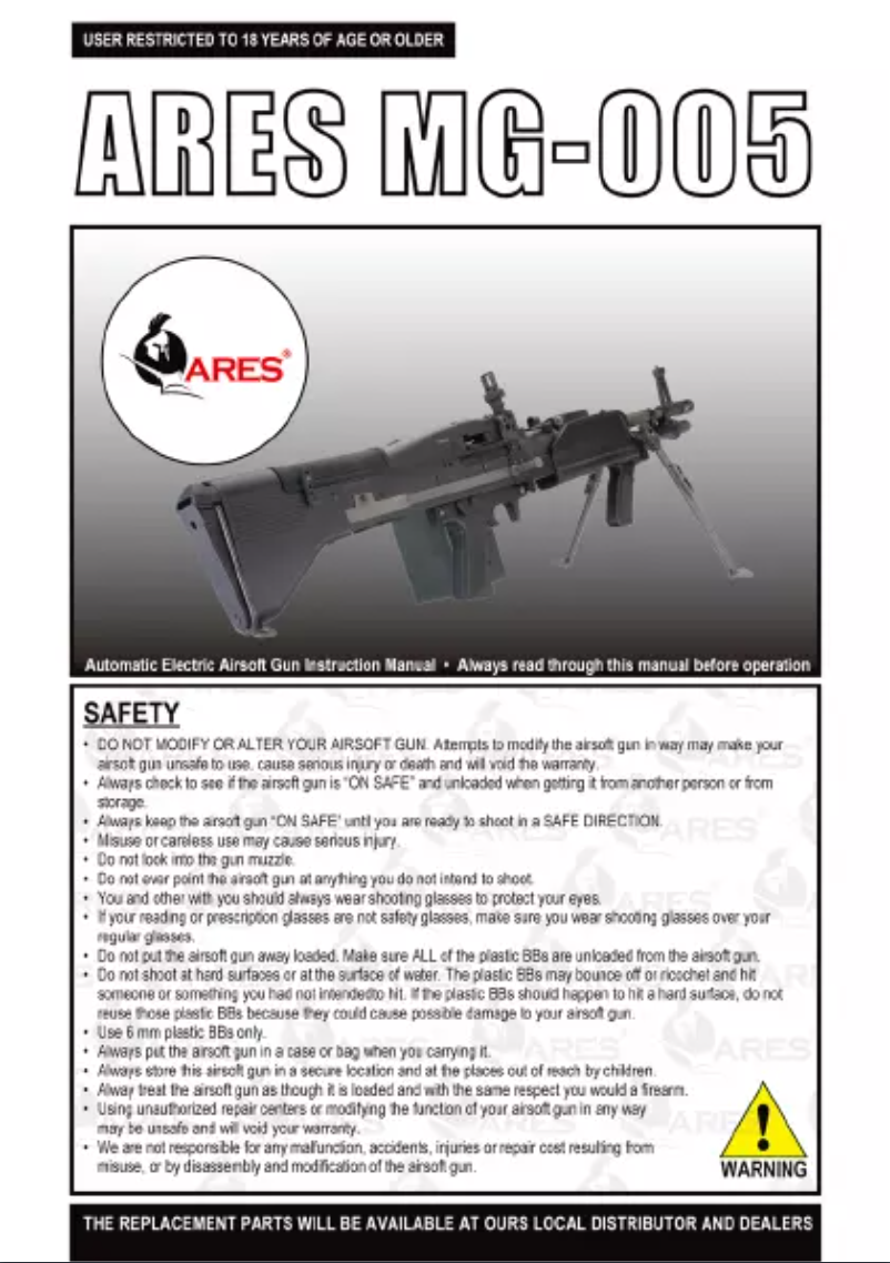 Page n°1 - Manuel utilisateur Ares MG-005
