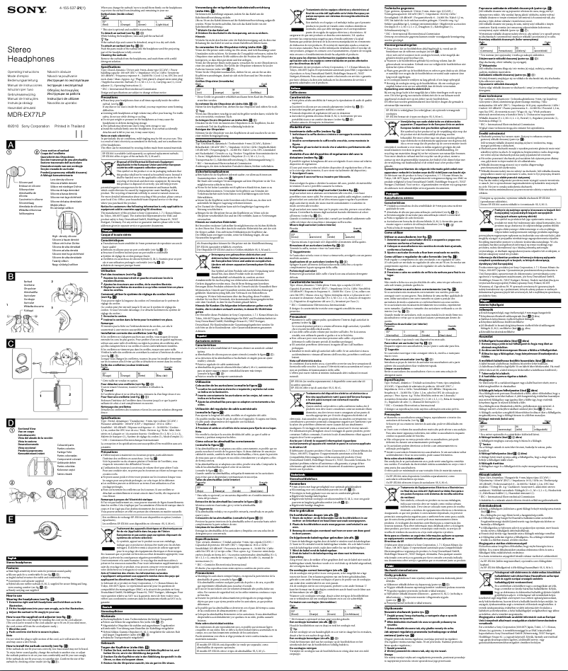 Image de la première page du manuel de l'appareil MDR-EX77LP