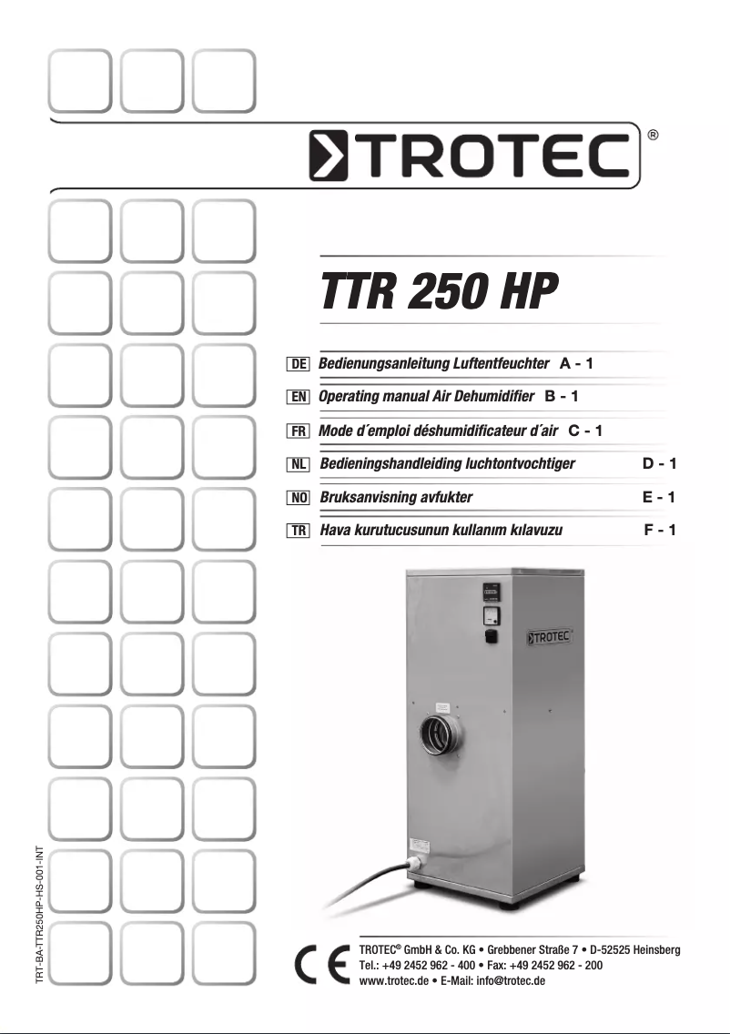 Imagen de la primera página del manual del dispositivo TTR 250 HP
