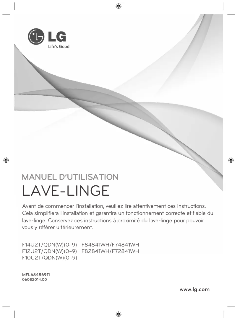 Page 1 de la notice Manuel utilisateur LG F72841WH