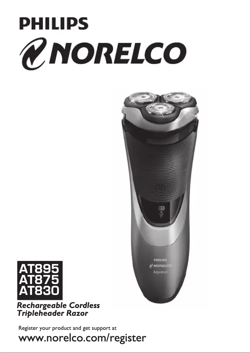 Image de la première page du manuel de l'appareil Norelco PowerTouch AT895