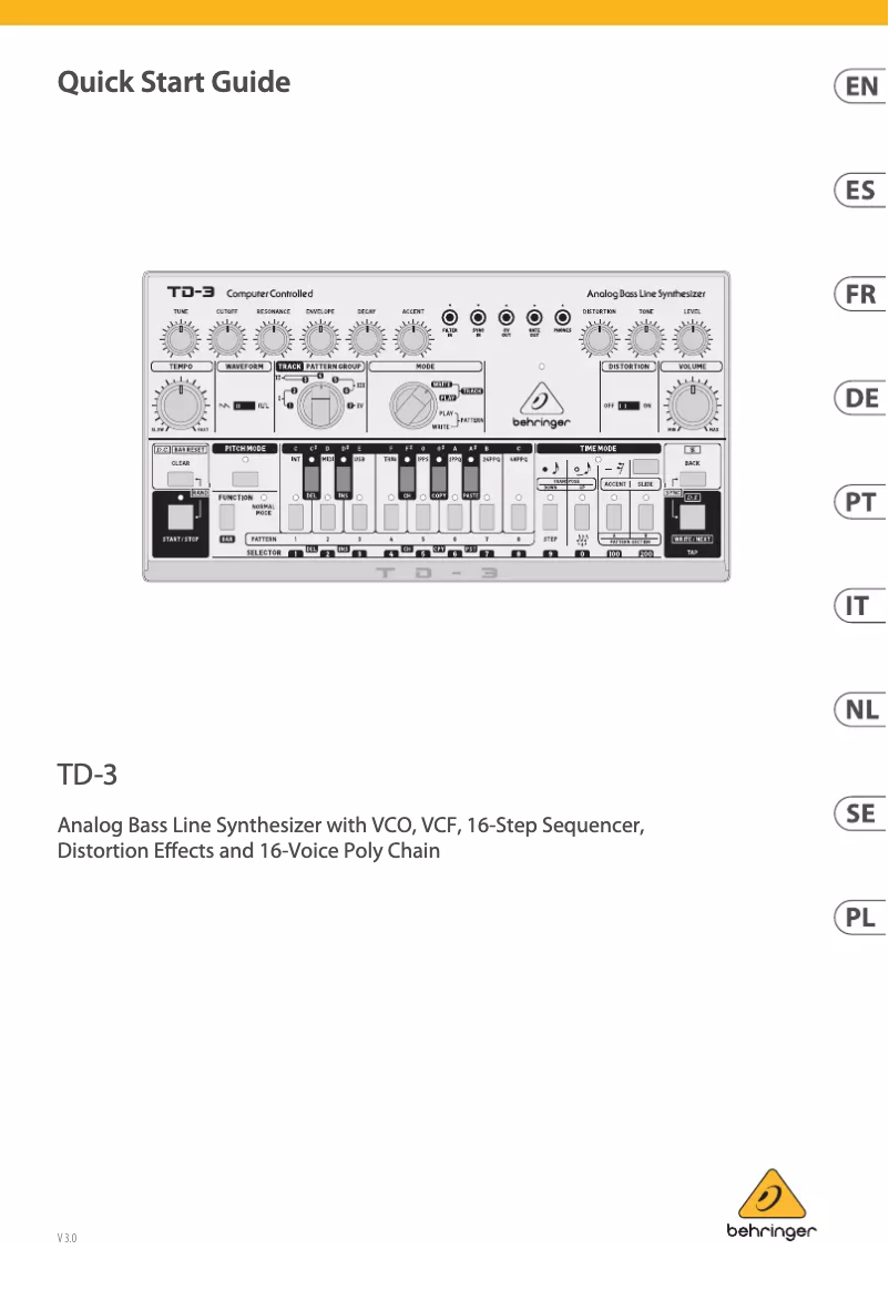 Page n°1 - Manuel utilisateur Behringer TD-3