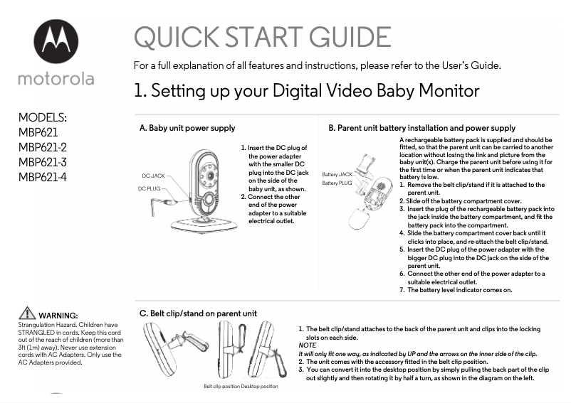 Page 1 de la notice Manuel utilisateur Motorola MBP621-4