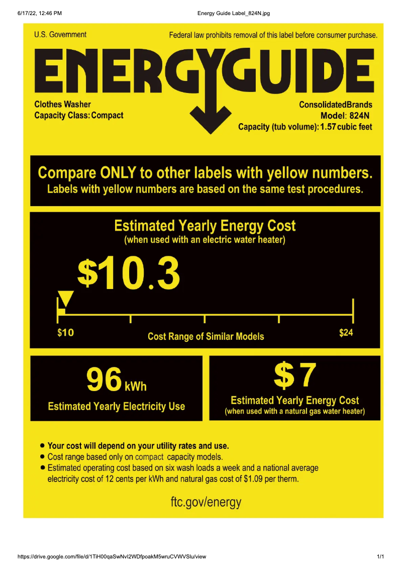 Page n°1 - Label énergétique Equator EW 824
