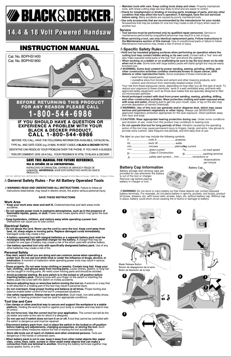 Page n°1 - Manuel utilisateur Black & Decker BDPHS180G