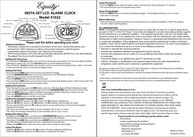 Page 1 de la notice Manuel utilisateur La Crosse Technology 31022