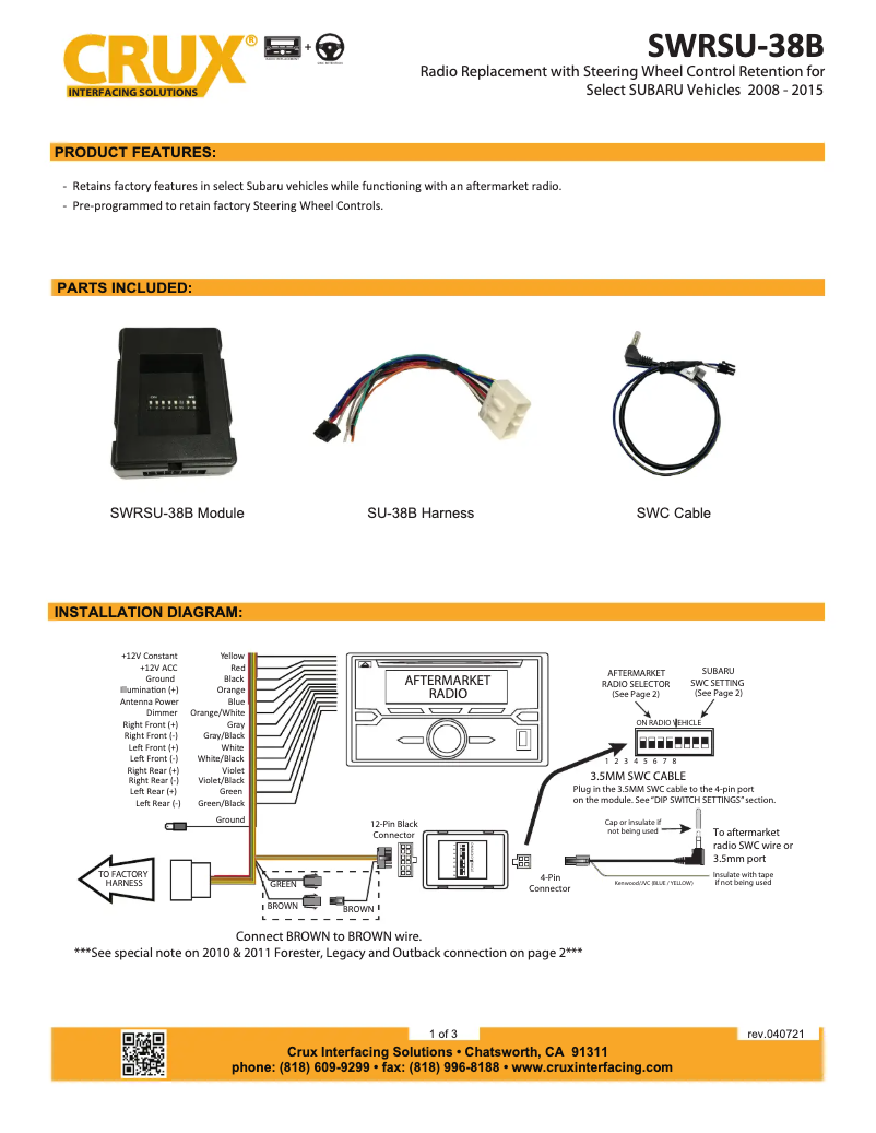 Image de la première page du manuel de l'appareil SWRSU-38B