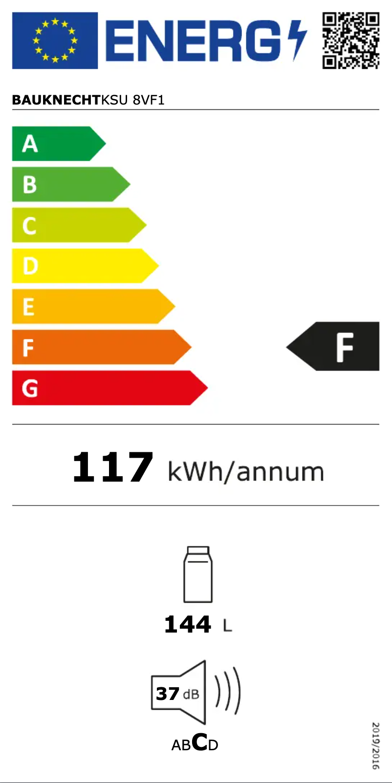 Page n°1 - Label énergétique Bauknecht KSU 8VF1