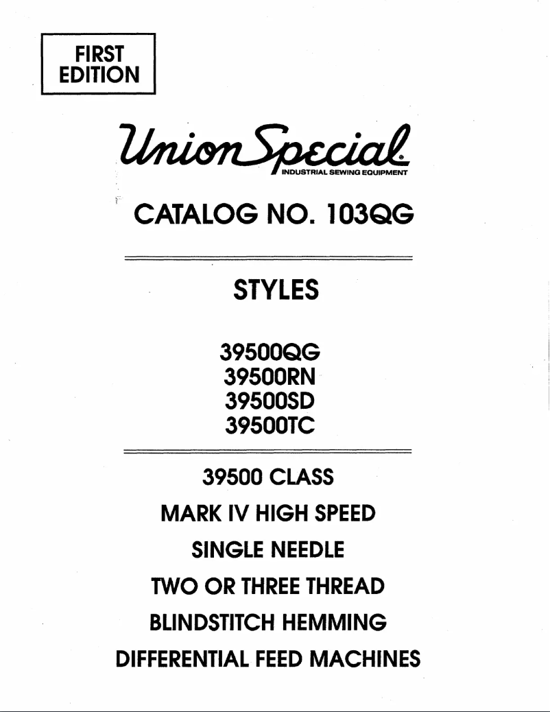 Page n°1 - Manuel utilisateur Union Special 39500SD