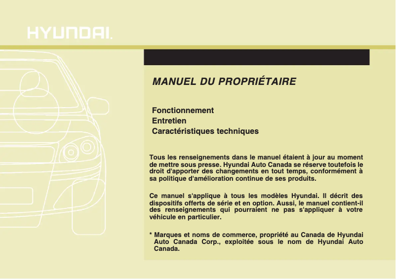Page 1 de la notice Manuel utilisateur Hyundai Elantra Coupe (2016)