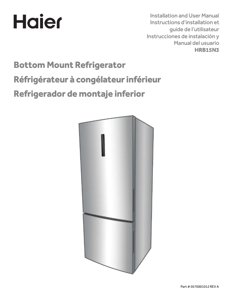 Page n°1 - Manuel utilisateur Haier HRB15N3BGS
