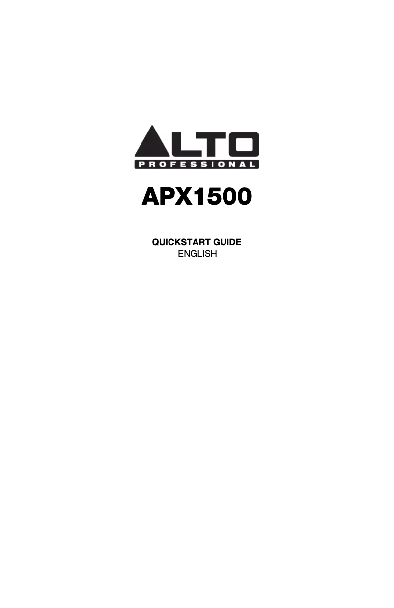 Page n°1 - Manuel utilisateur Alto APX1500