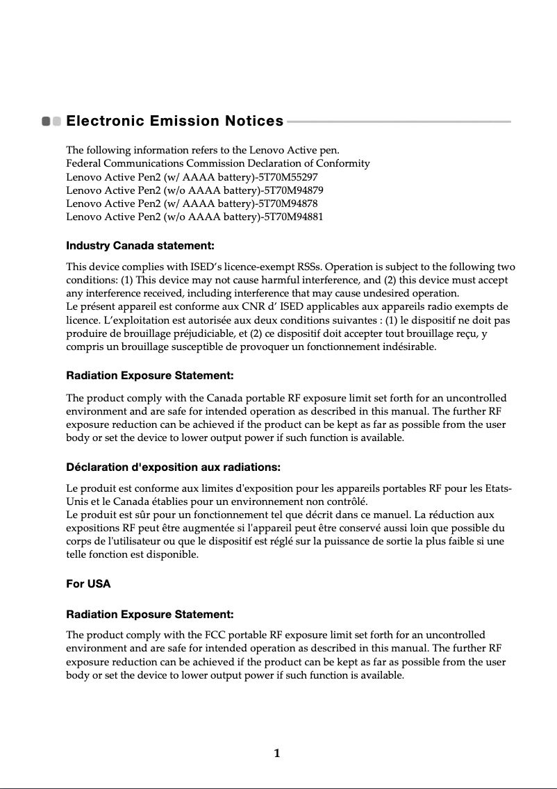 Page n°1 - Manuel utilisateur Lenovo Active Pen 2