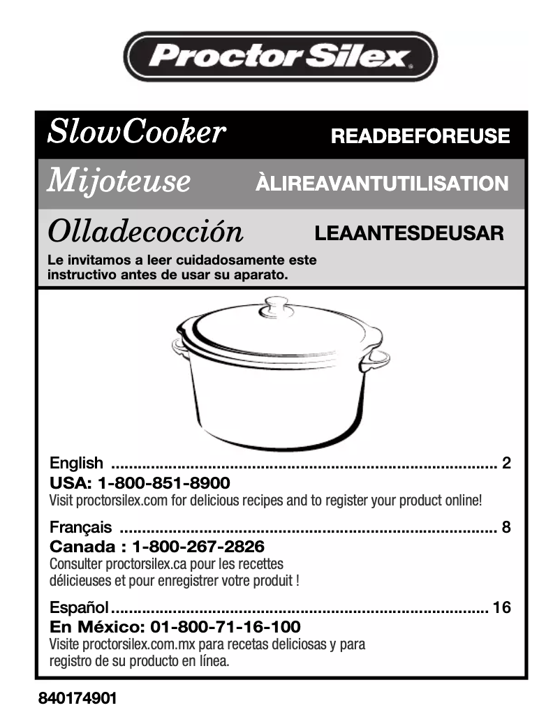 Page 1 de la notice Manuel utilisateur Proctor Silex 33113Y