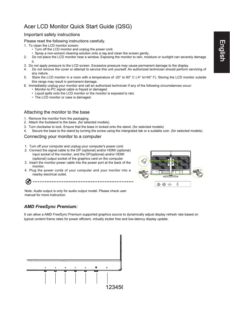 Página 1 del manual Guía de inicio rápido Acer XV320QULV
