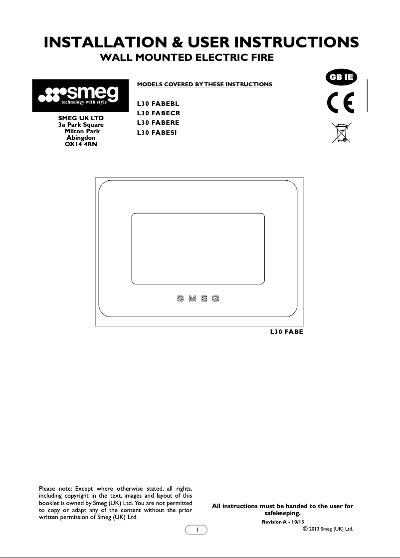 Page n°1 - Manuel utilisateur Smeg L30FABESI