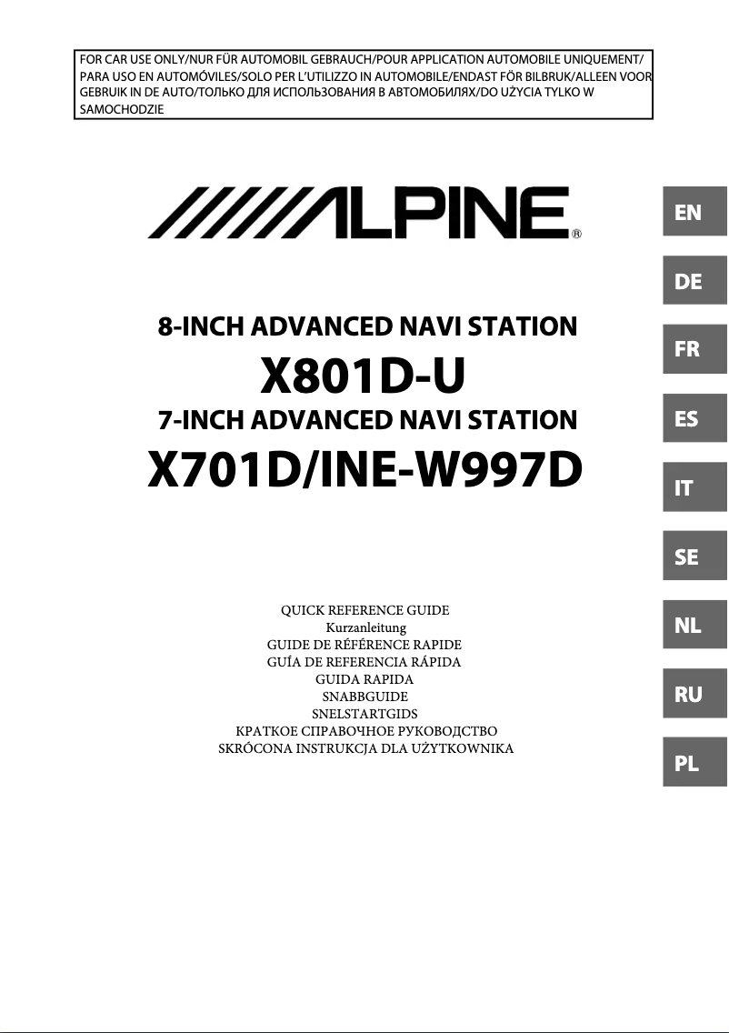 Page 1 de la notice Manuel utilisateur Alpine X801DC-U