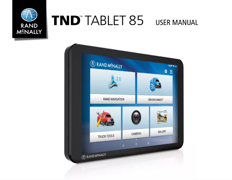 Page n°1 - Manuel utilisateur Rand McNally TND Tablet 85