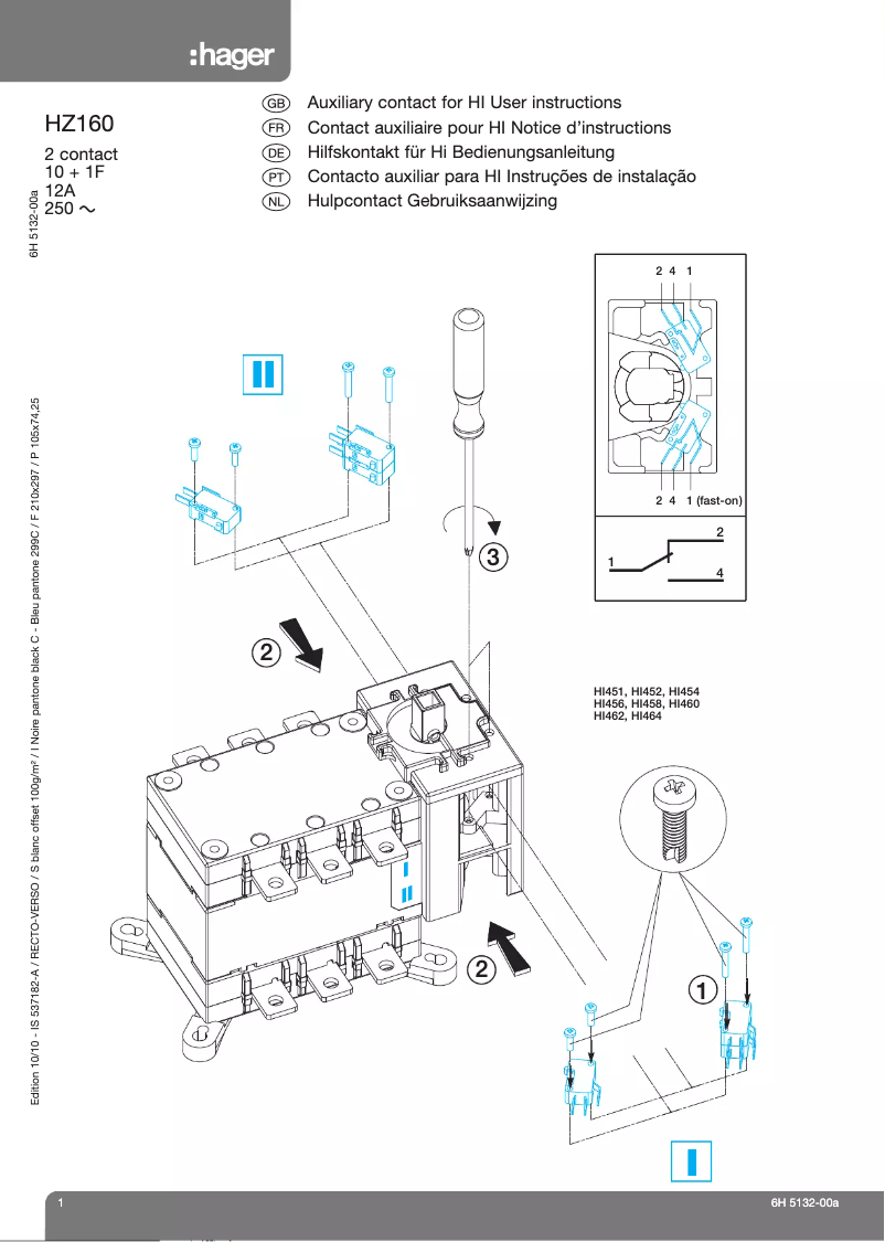 Page 1 de la notice Manuel utilisateur Hager HZ160