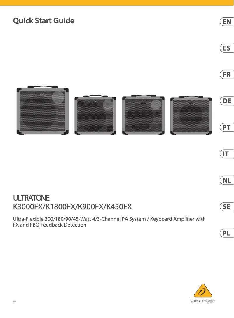Page 1 de la notice Guide de démarrage rapide Behringer K1800FX