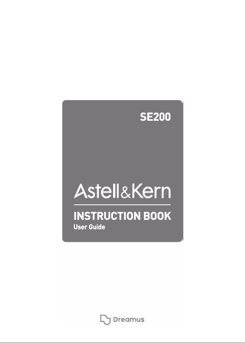 Page n°1 - Manuel utilisateur Astell&Kern A&futura SE200